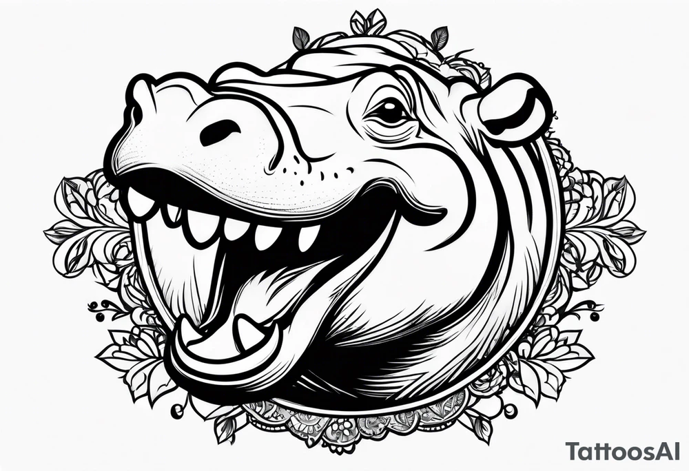 Baby hippo laughing tattoo idea