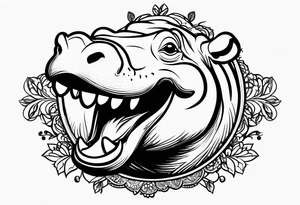 Baby hippo laughing tattoo idea