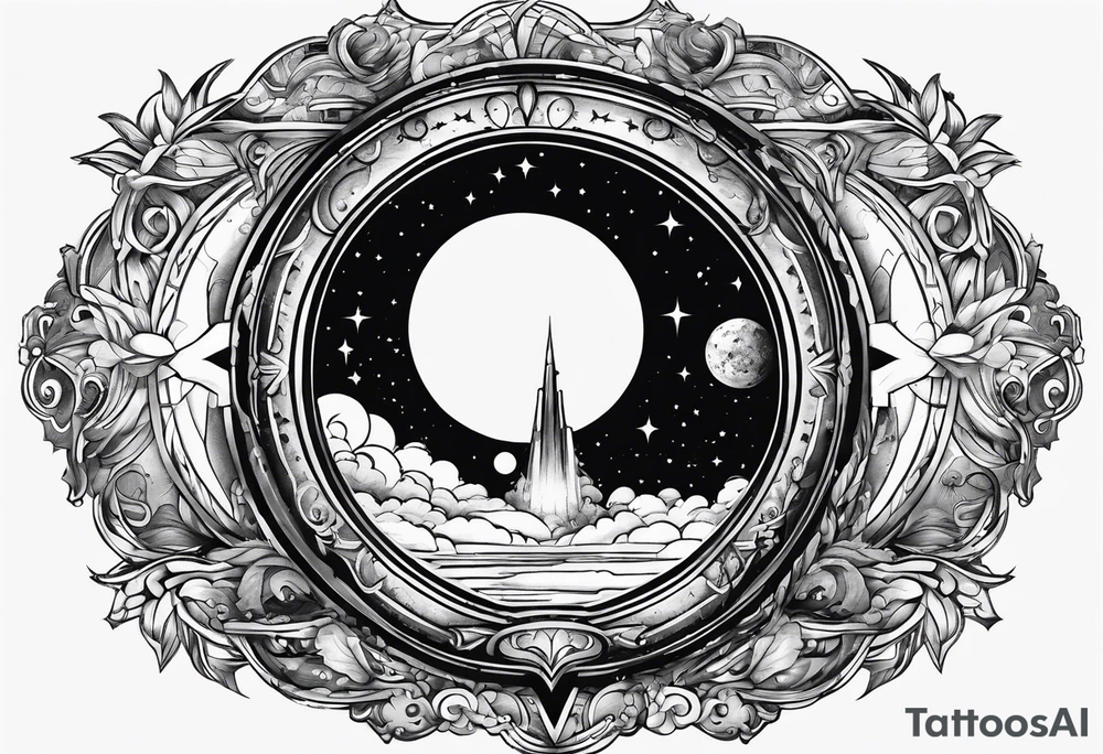 Outerspace inside a key hole tattoo idea