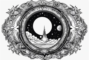 Outerspace inside a key hole tattoo idea