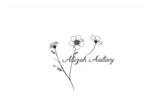 mother of 3 girls flowers names in stem Addy, Alizah, Aaliyah tattoo idea