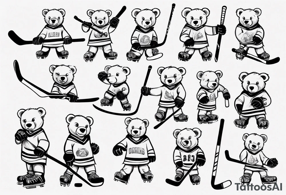 baby bear, minimalist, hockey tattoo idea