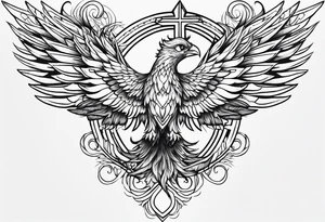 cross With phoenix tattoo idea