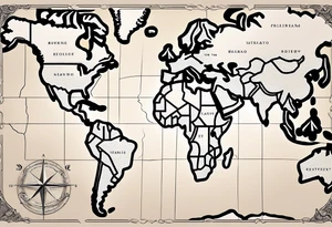 a old world map for the back of a forearm tattoo idea