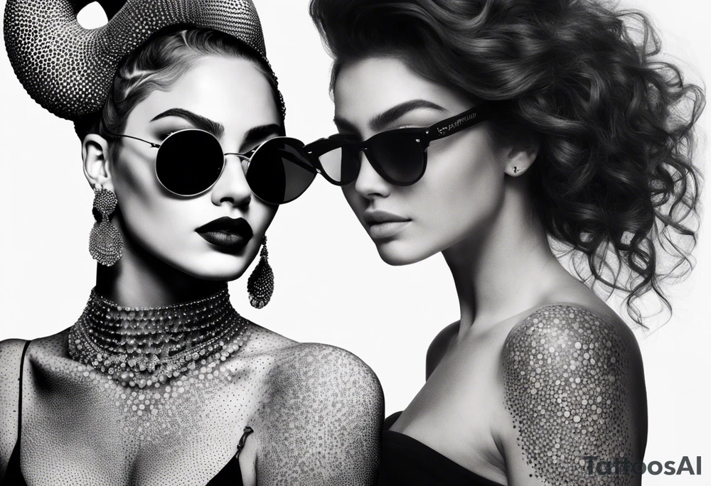 woman with big titts, capricorn with sunglasses tattoo idea