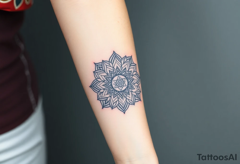 intricate mandala with sacred geometry and cosmic elements tattoo idea
