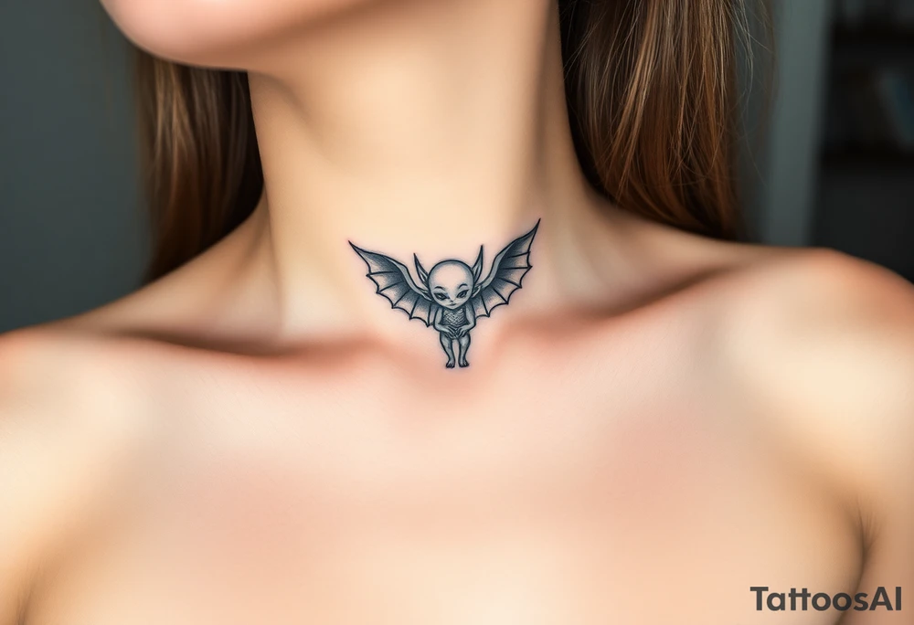 Tiny goblin with wings tattoo idea