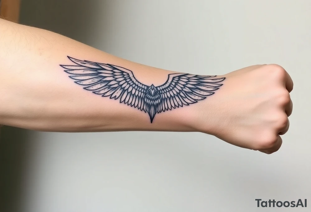 Forearm “gold” kintsugi wing tattoo idea