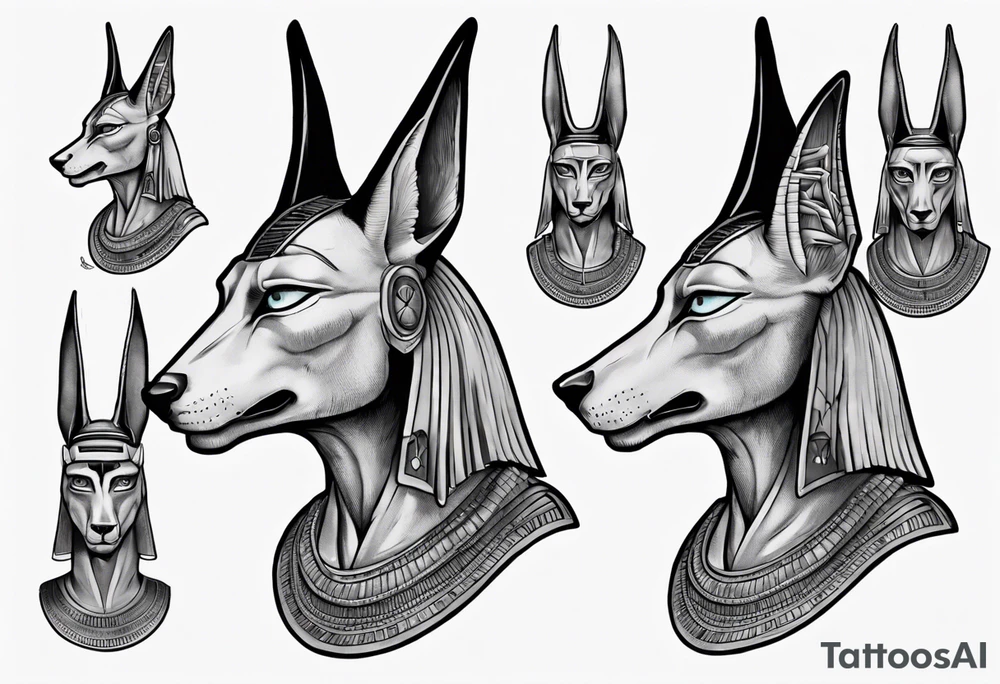 Anubis - but only head, completed with some mythology fillers tattoo idea Anubis - but only head, completed with some mythology fillers tattoo idea