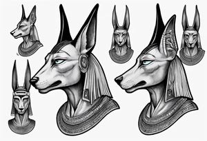 Anubis - but only head, completed with some mythology fillers tattoo idea