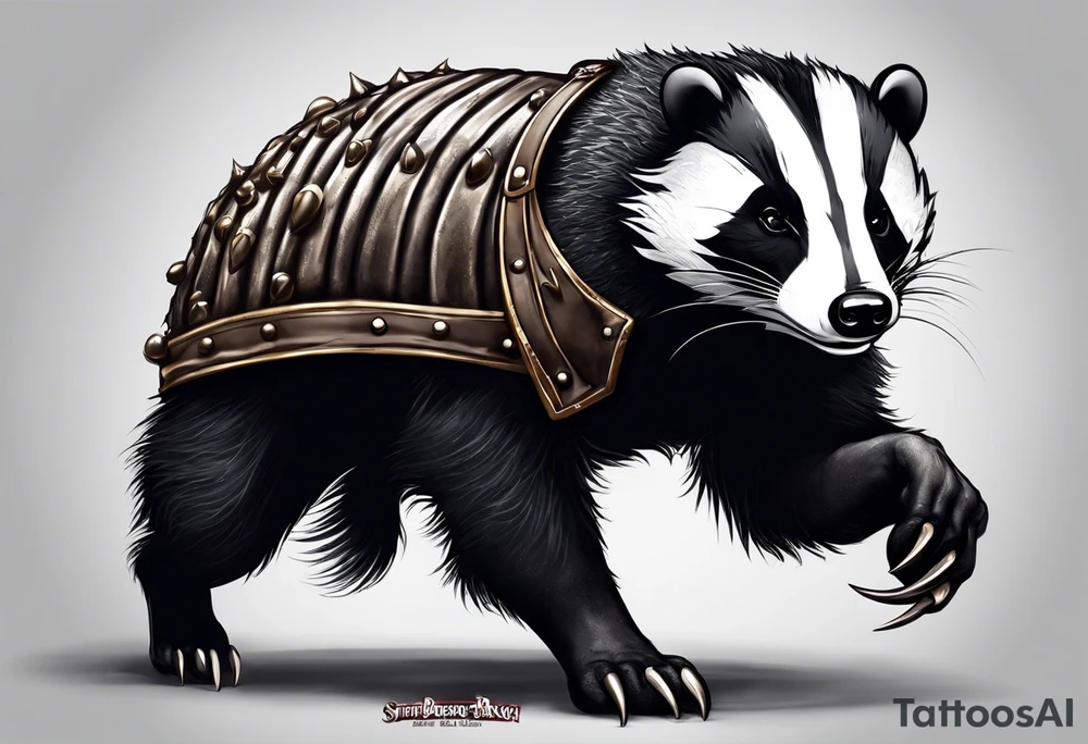 Draw me badger with aggressive full body, killer face with a smile, very long nails and he attacks like a Turkish gladiator to enemy and also he has very deadly looking. The only weapon is his braveness he fights with his nails. Everybody scares after their first sight. tattoo idea