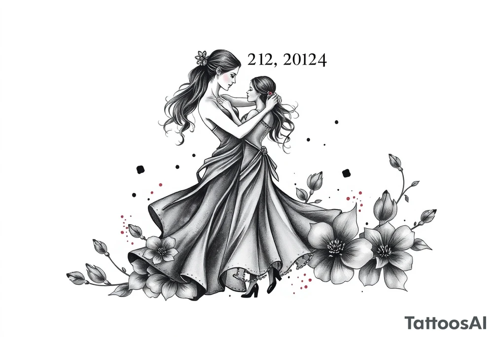 the date October 22, 2024. With the name ‘Lady’. salsa music and dancing elements. tattoo idea