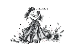 the date October 22, 2024. With the name ‘Lady’. salsa music and dancing elements. tattoo idea