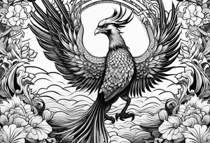 traditional Japanese phoenix high detail tattoo idea
