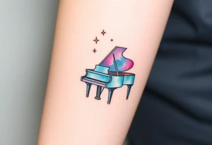 Grand piano under stars tattoo idea