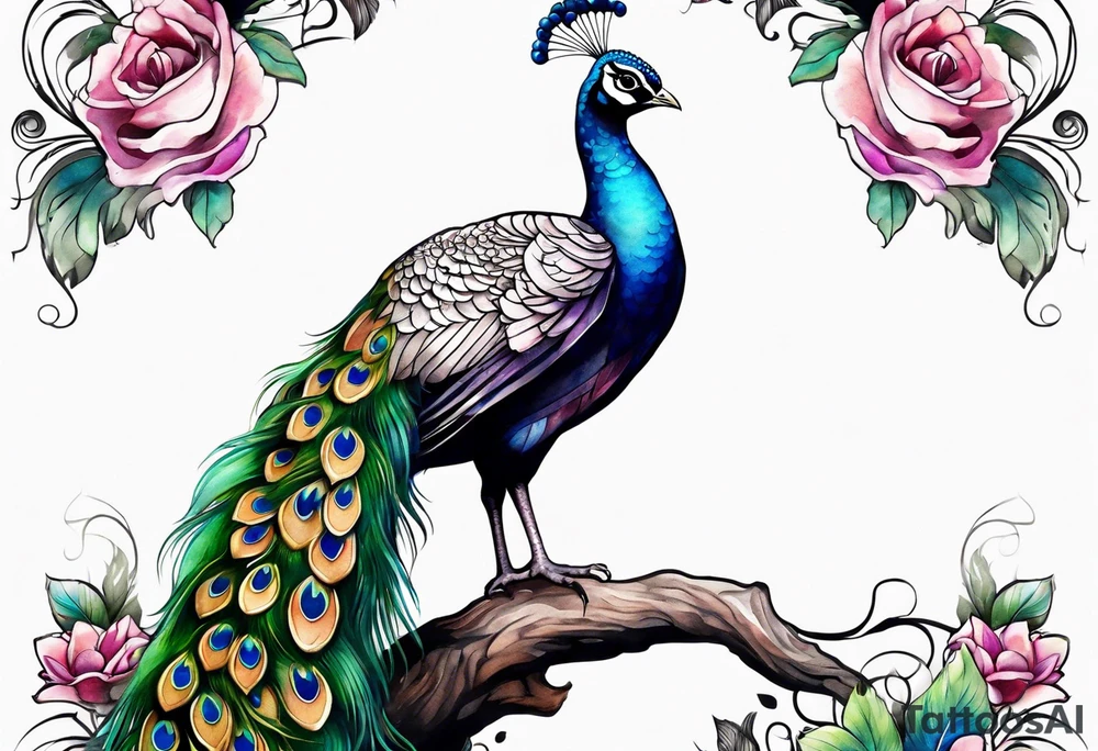 Peacock music tattoo idea