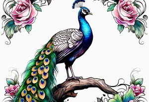 Peacock music tattoo idea