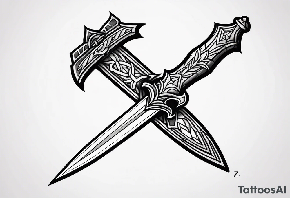 Dagger through the letter z tattoo idea
