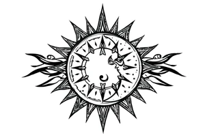 celestial sun and moon embrace with constellation patterns tattoo idea