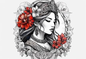 warrior, snow, flower tattoo idea