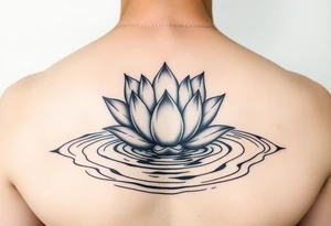 serene lotus flower emerging from sacred waters with ripples tattoo idea