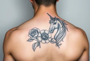 Yellow rose and unicorn tattoo idea