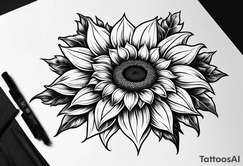 Sunflower outline tattoo idea