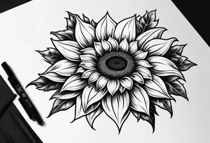 Sunflower outline tattoo idea