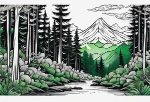 forest, green and black, no people tattoo idea