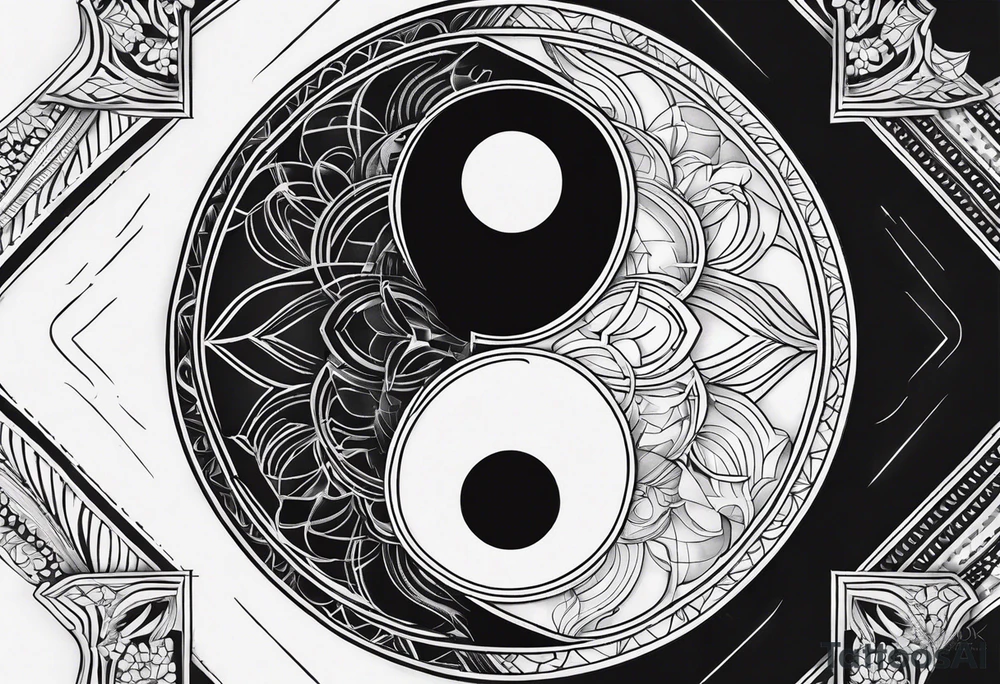 Yin yang symbol with sacred geometry patterns tattoo idea Yin yang symbol with sacred geometry patterns tattoo idea