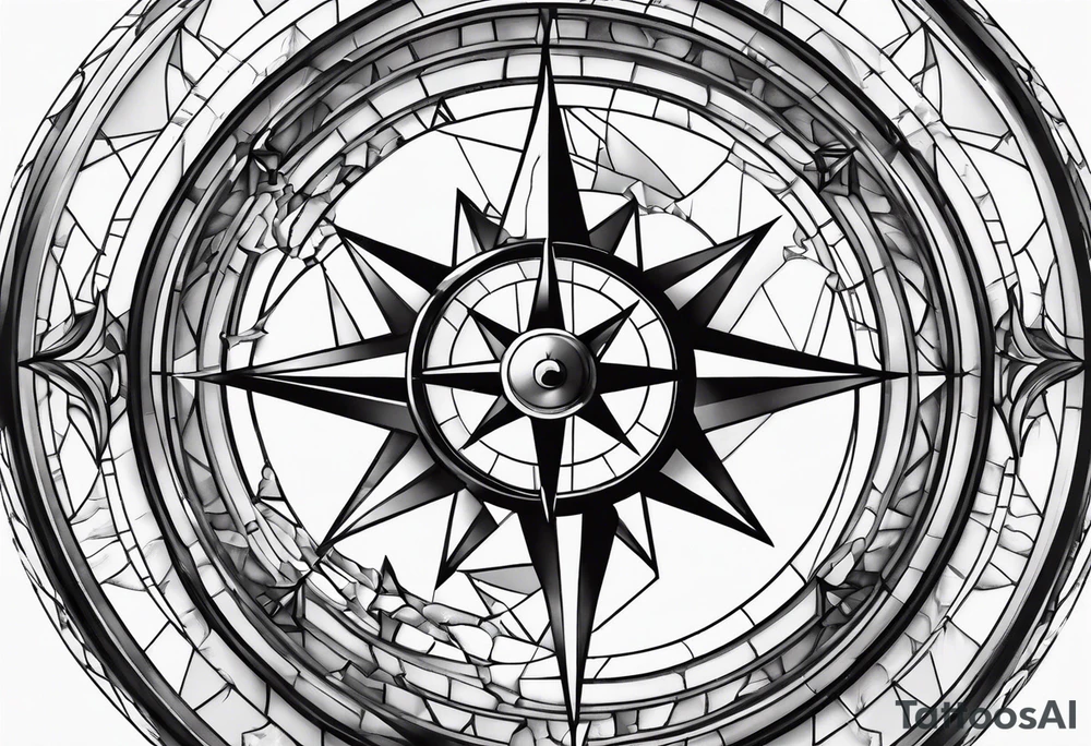 glass broken on compass tattoo idea