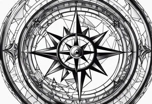 glass broken on compass tattoo idea