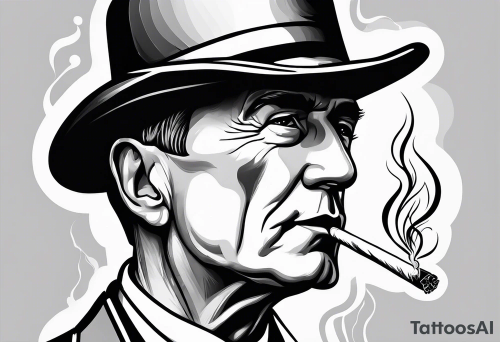 john d rockefeller smoking cigarette tattoo idea