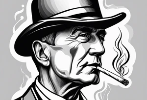 john d rockefeller smoking cigarette tattoo idea