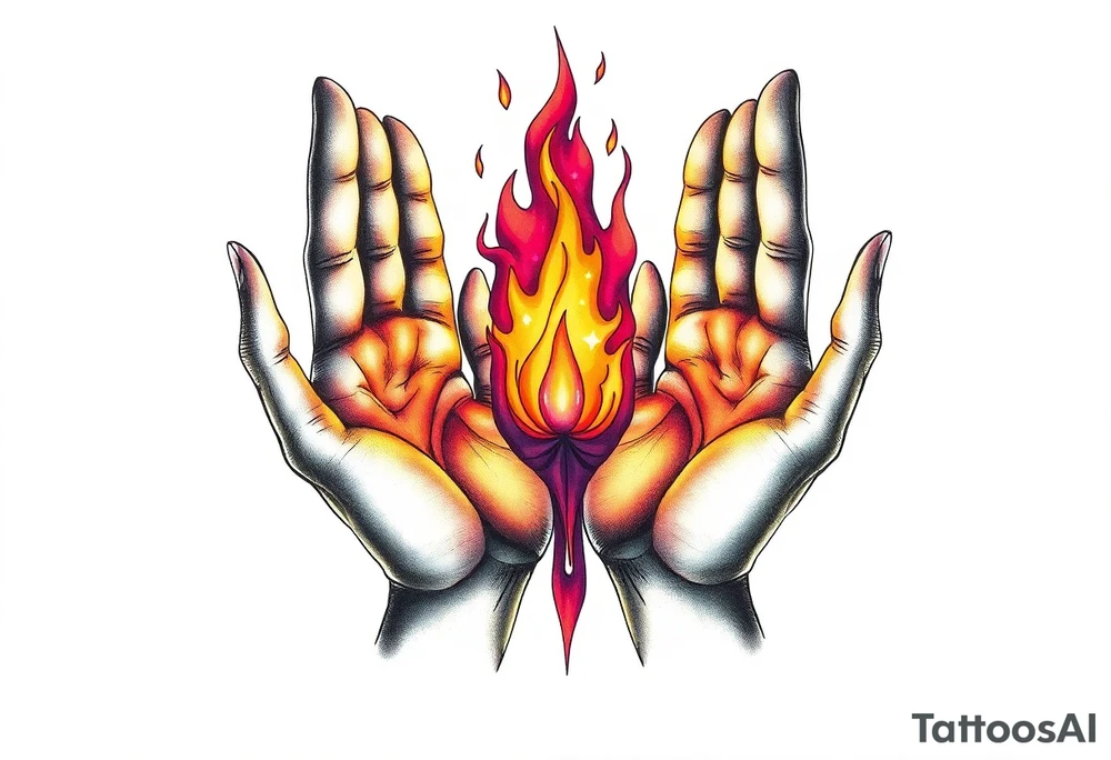 Fire between palms tattoo idea