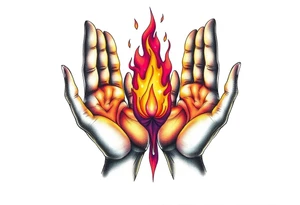 Fire between palms tattoo idea