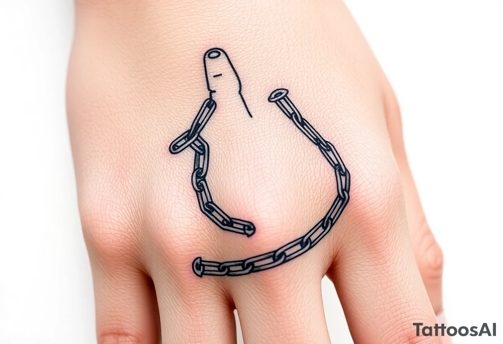 Gothic chains wrapped around outline of index finger and thumb tattoo idea