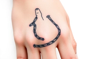 Gothic chains wrapped around outline of index finger and thumb tattoo idea