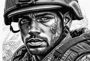 A modern soldier face to face with death tattoo idea