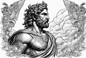 Greek god meletus with thunder on the arm tattoo idea
