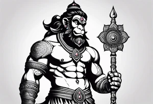 Hanuman ji with mace on arm tattoo idea