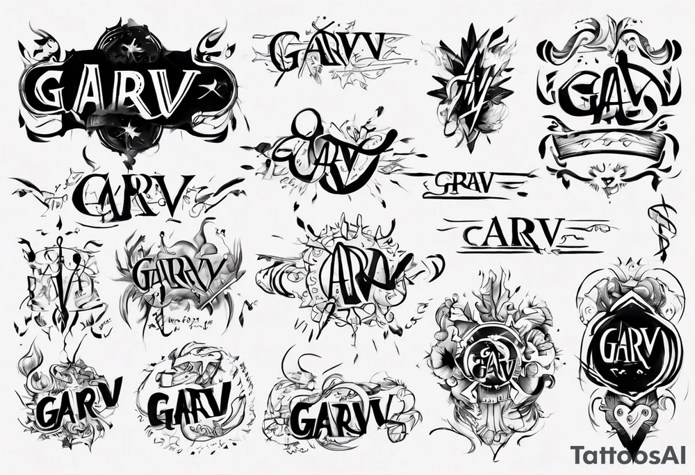 The word GARV as a handwritten signature tattoo idea