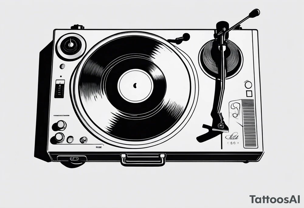 Recordplayer finline art minimalistic tattoo idea