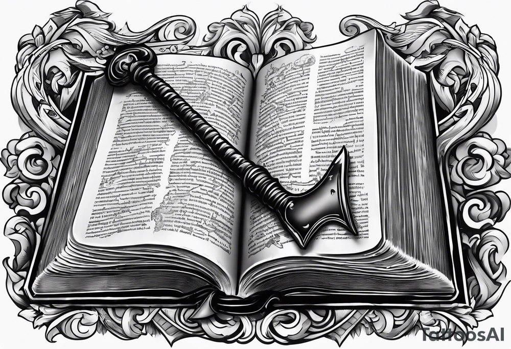 An opened bible with a battle Axe tattoo idea An opened bible with a battle Axe tattoo idea