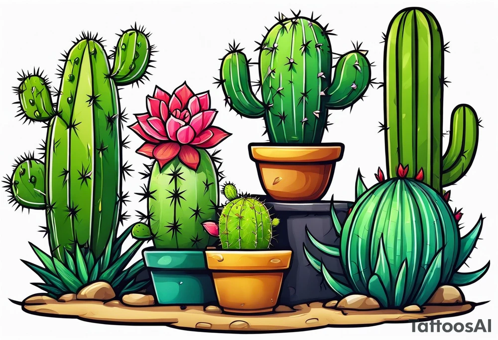 Nerdy cactus tattoo idea