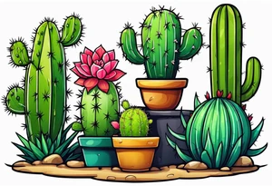 Nerdy cactus tattoo idea