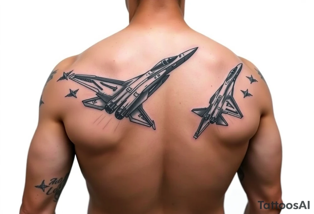 powerful majestic F22 Raptor jets all over the arm tattoo idea