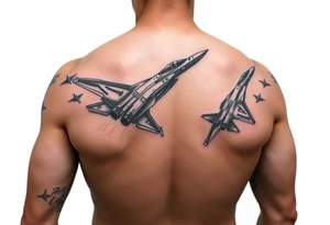 powerful majestic F22 Raptor jets all over the arm tattoo idea