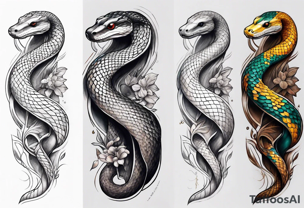 Gentle snake sleeve tattoo idea