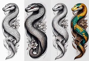 Gentle snake sleeve tattoo idea
